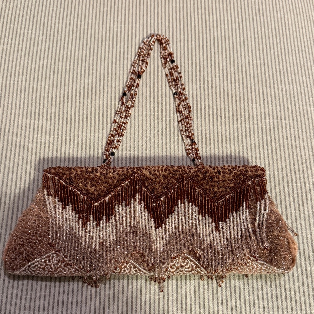 Chan Luu Elegant Brown Beaded Clutch